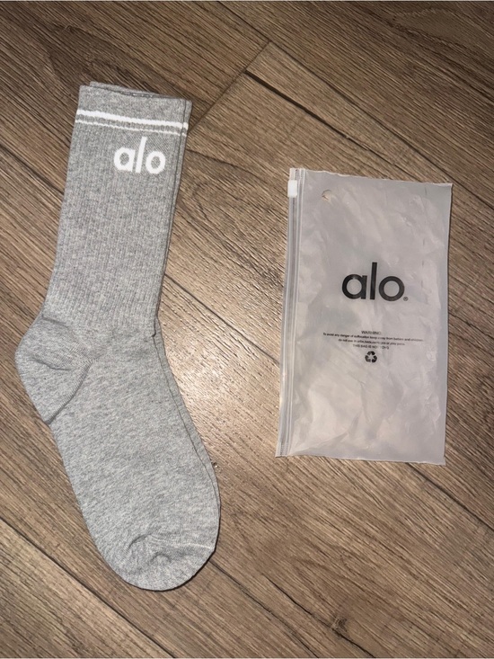 ALO Yoga Accessories - ALO Yoga Grey Crew Socks with White Logo